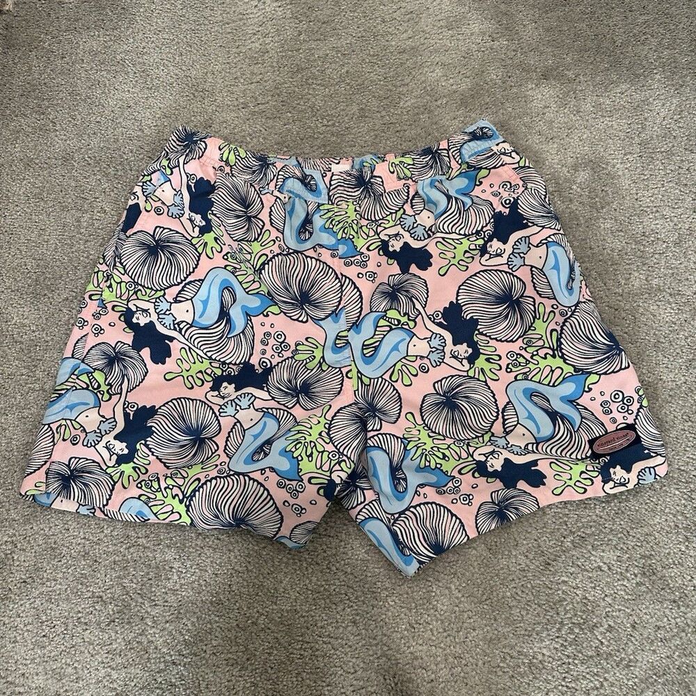 Vineyard Vines Men's Swim Trunks Pink Mermaid Botanical Print Size L MSRP $90